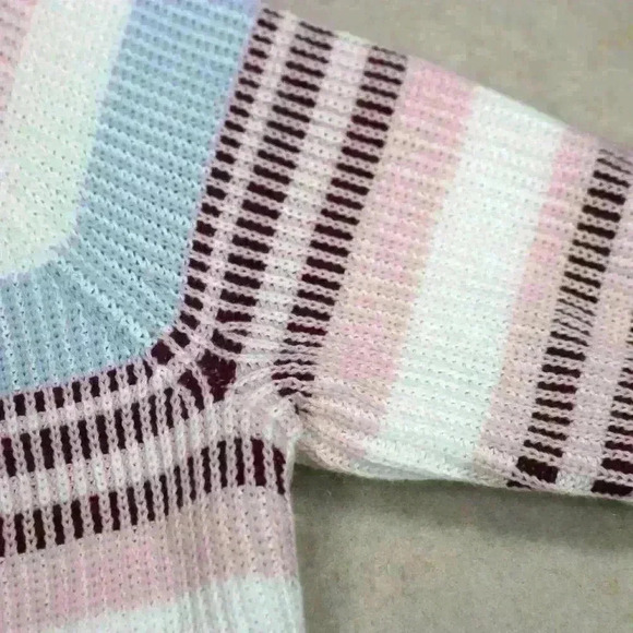 LANDS END Open Cardigan Sweater Midweight Striped Drifter Shaker Women Small - Picture 7 of 11